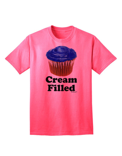 Cream Filled Blue Cupcake Design Adult T-Shirt - A Delightful Addition to Your Wardrobe by TooLoud-Mens T-shirts-TooLoud-Neon-Pink-Small-Davson Sales