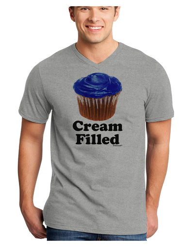 Cream Filled Blue Cupcake Design Adult V-Neck T-shirt by TooLoud-Mens V-Neck T-Shirt-TooLoud-HeatherGray-Small-Davson Sales