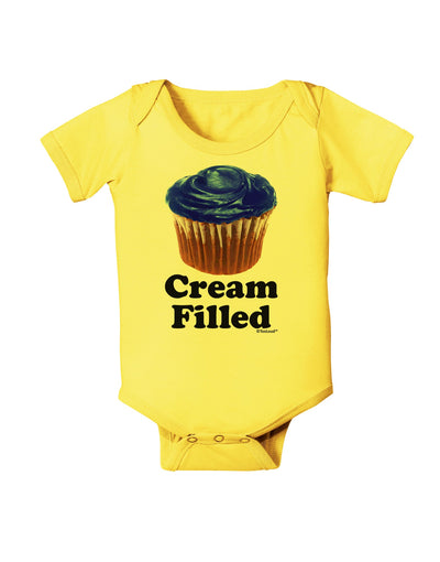 Cream Filled Blue Cupcake Design Baby Romper Bodysuit by TooLoud-Baby Romper-TooLoud-Yellow-06-Months-Davson Sales