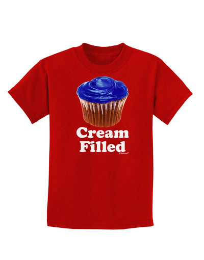 Cream Filled Blue Cupcake Design Childrens Dark T-Shirt by TooLoud-Childrens T-Shirt-TooLoud-Red-X-Small-Davson Sales