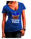 Cream Filled Blue Cupcake Design Juniors V-Neck Dark T-Shirt by TooLoud-Womens V-Neck T-Shirts-TooLoud-Royal-Blue-Juniors Fitted Small-Davson Sales