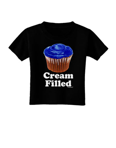 Cream Filled Blue Cupcake Design Toddler T-Shirt Dark by TooLoud-Toddler T-Shirt-TooLoud-Black-2T-Davson Sales