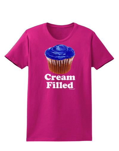 Cream Filled Blue Cupcake Design Womens Dark T-Shirt by TooLoud-Womens T-Shirt-TooLoud-Hot-Pink-Small-Davson Sales