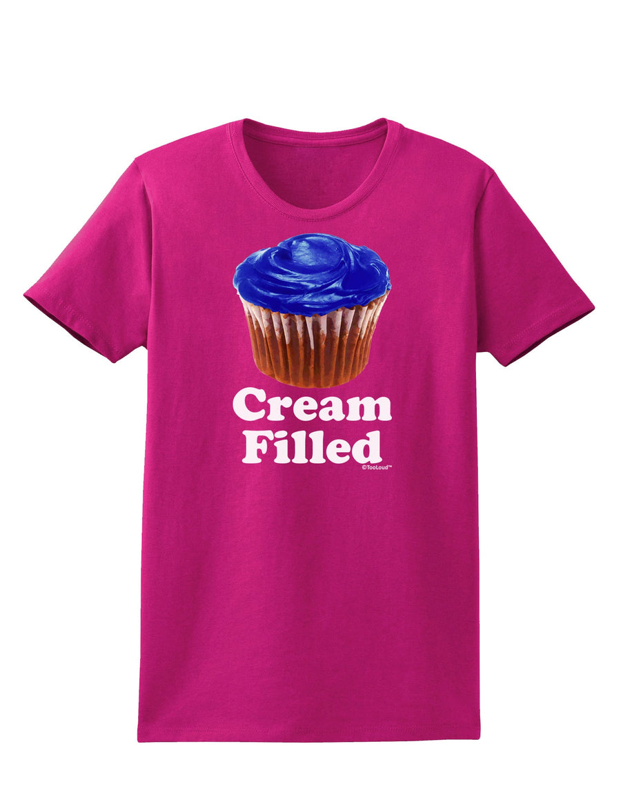 Cream Filled Blue Cupcake Design Womens Dark T-Shirt by TooLoud-Womens T-Shirt-TooLoud-Black-X-Small-Davson Sales