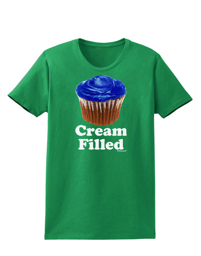 Cream Filled Blue Cupcake Design Womens Dark T-Shirt by TooLoud-Womens T-Shirt-TooLoud-Kelly-Green-X-Small-Davson Sales