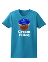 Cream Filled Blue Cupcake Design Womens Dark T-Shirt by TooLoud-Womens T-Shirt-TooLoud-Turquoise-X-Small-Davson Sales