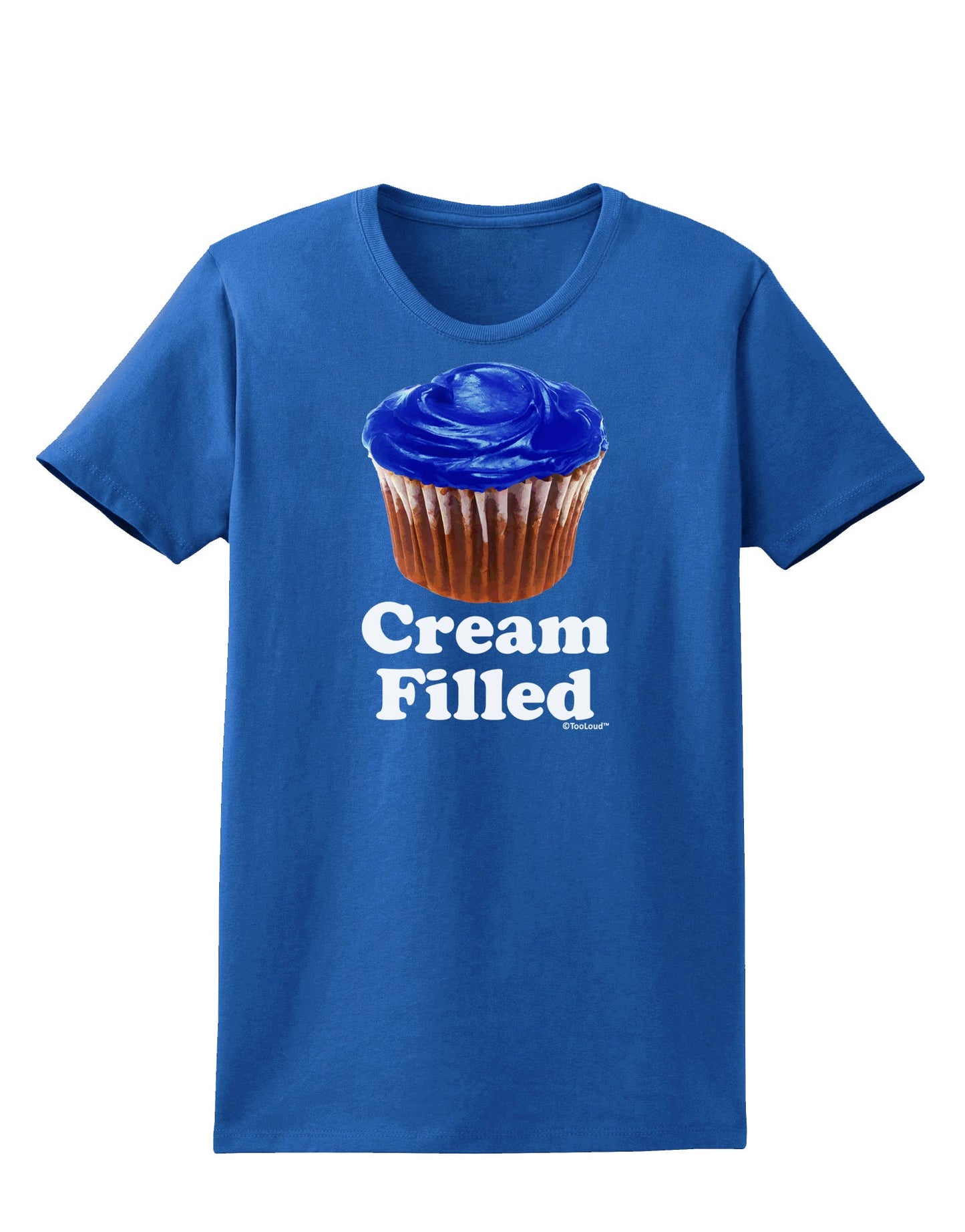 Cream Filled Blue Cupcake Design Womens Dark T-Shirt by TooLoud-Womens T-Shirt-TooLoud-Royal-Blue-X-Small-Davson Sales