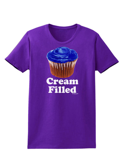 Cream Filled Blue Cupcake Design Womens Dark T-Shirt by TooLoud-Womens T-Shirt-TooLoud-Purple-X-Small-Davson Sales