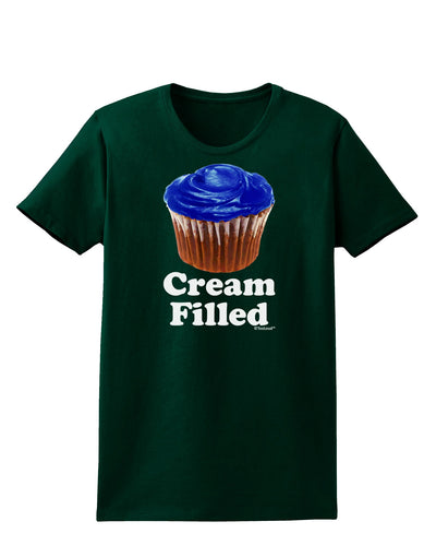 Cream Filled Blue Cupcake Design Womens Dark T-Shirt by TooLoud-Womens T-Shirt-TooLoud-Forest-Green-Small-Davson Sales