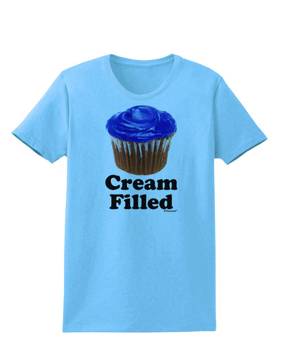 Cream Filled Blue Cupcake Design Womens T-Shirt by TooLoud-Womens T-Shirt-TooLoud-Aquatic-Blue-X-Small-Davson Sales