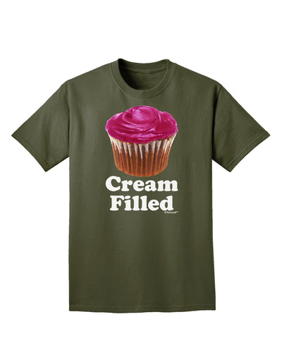 Cream Filled Pink Cupcake Design Adult Dark T-Shirt by TooLoud-Mens T-Shirt-TooLoud-Military-Green-Small-Davson Sales