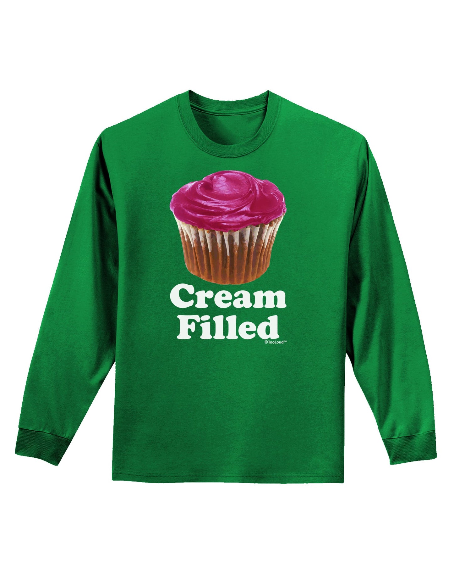 Cream Filled Pink Cupcake Design Adult Long Sleeve Dark T-Shirt by TooLoud-TooLoud-Kelly-Green-Small-Davson Sales