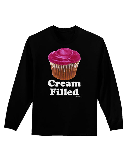 Cream Filled Pink Cupcake Design Adult Long Sleeve Dark T-Shirt by TooLoud-TooLoud-Black-Small-Davson Sales