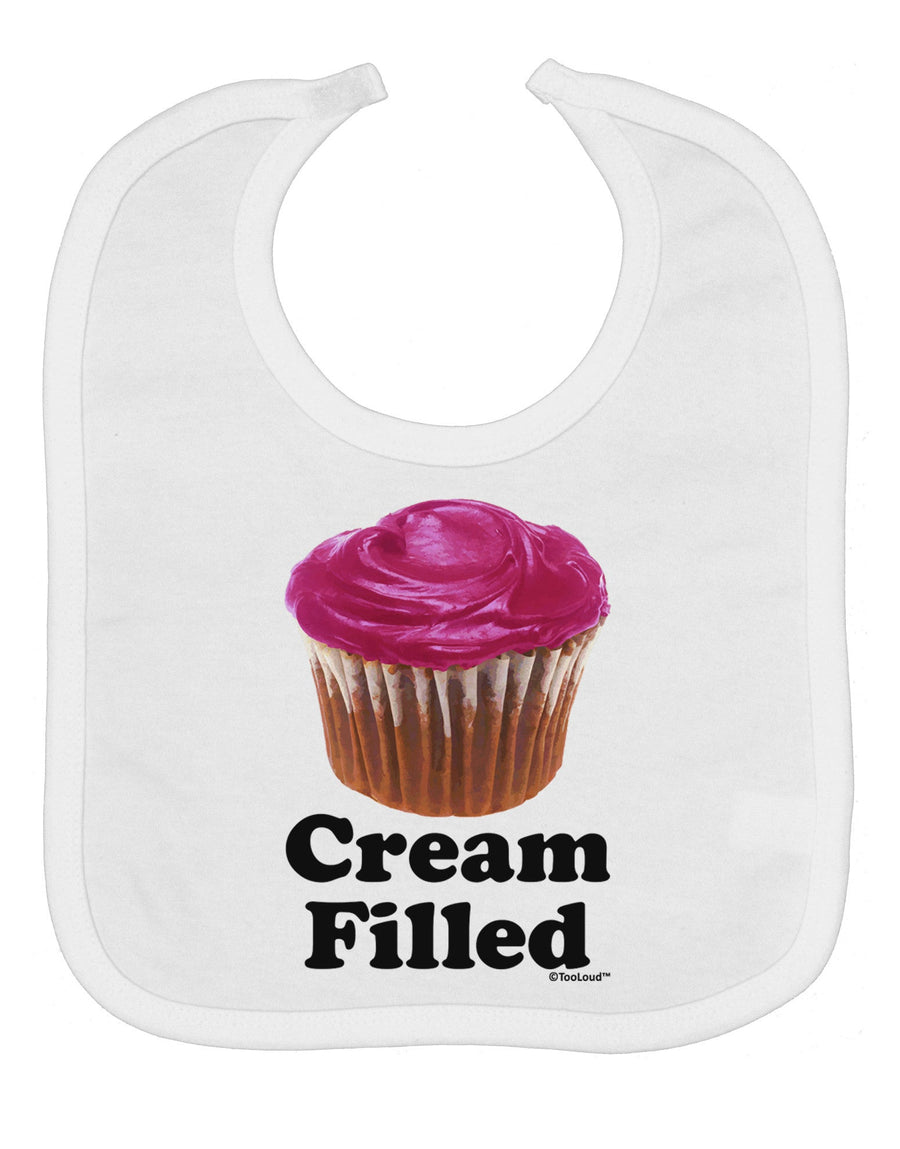 Cream Filled Pink Cupcake Design Baby Bib by TooLoud