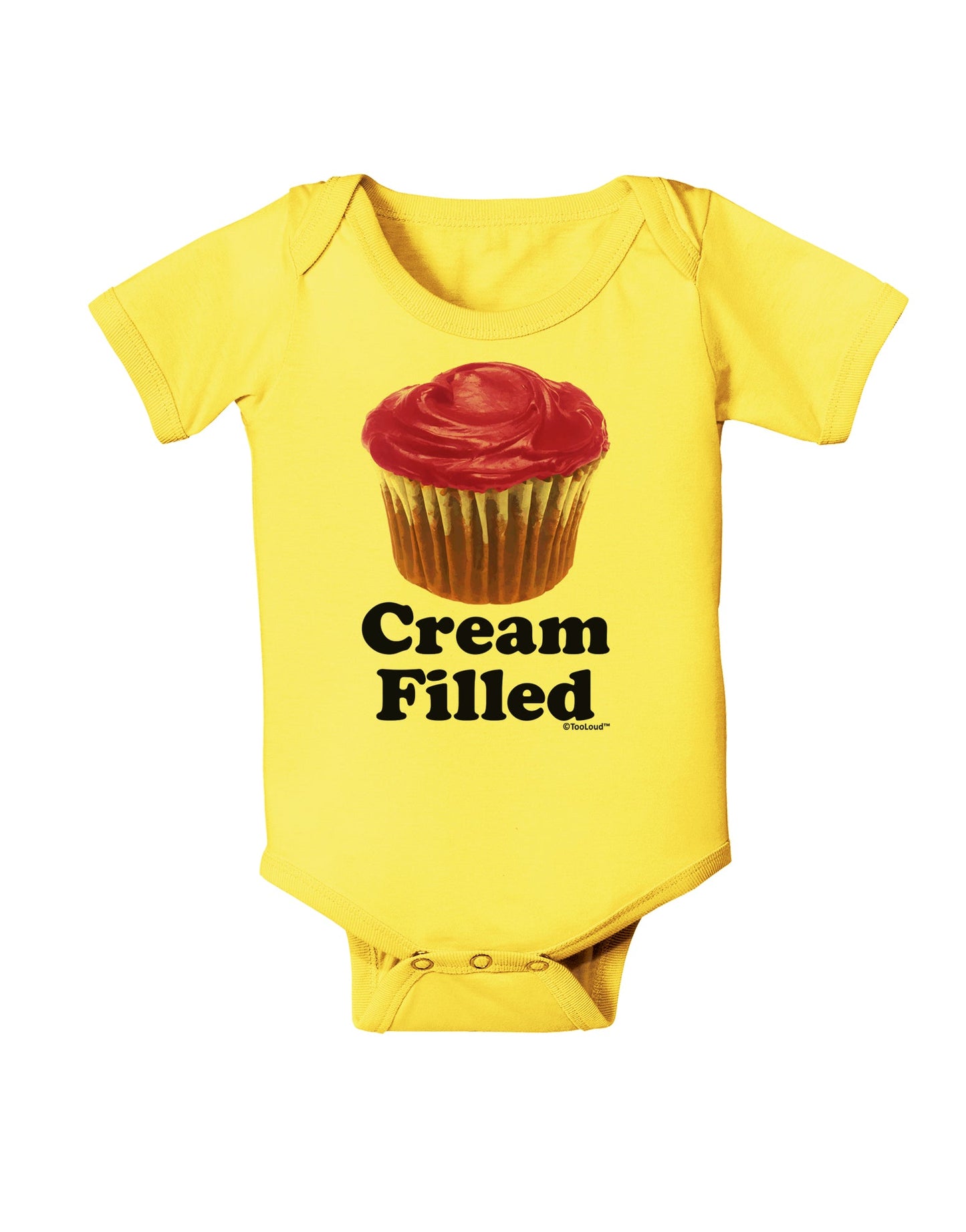 Cream Filled Pink Cupcake Design Baby Romper Bodysuit by TooLoud-Baby Romper-TooLoud-Yellow-06-Months-Davson Sales