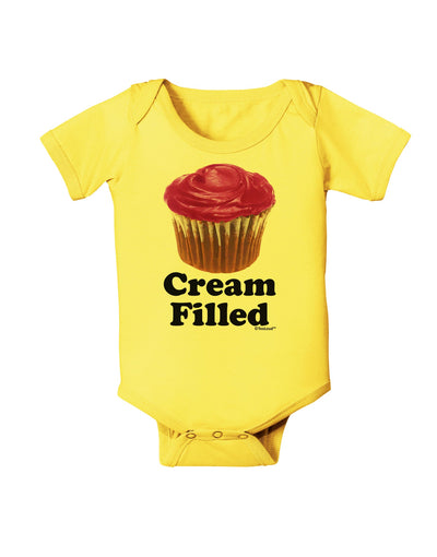 Cream Filled Pink Cupcake Design Baby Romper Bodysuit by TooLoud-Baby Romper-TooLoud-Yellow-06-Months-Davson Sales