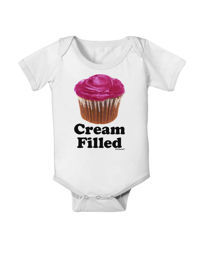 Cream Filled Pink Cupcake Design Baby Romper Bodysuit by TooLoud-Baby Romper-TooLoud-White-06-Months-Davson Sales