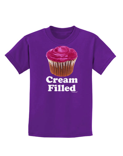 Cream Filled Pink Cupcake Design Childrens Dark T-Shirt by TooLoud-Childrens T-Shirt-TooLoud-Purple-X-Small-Davson Sales