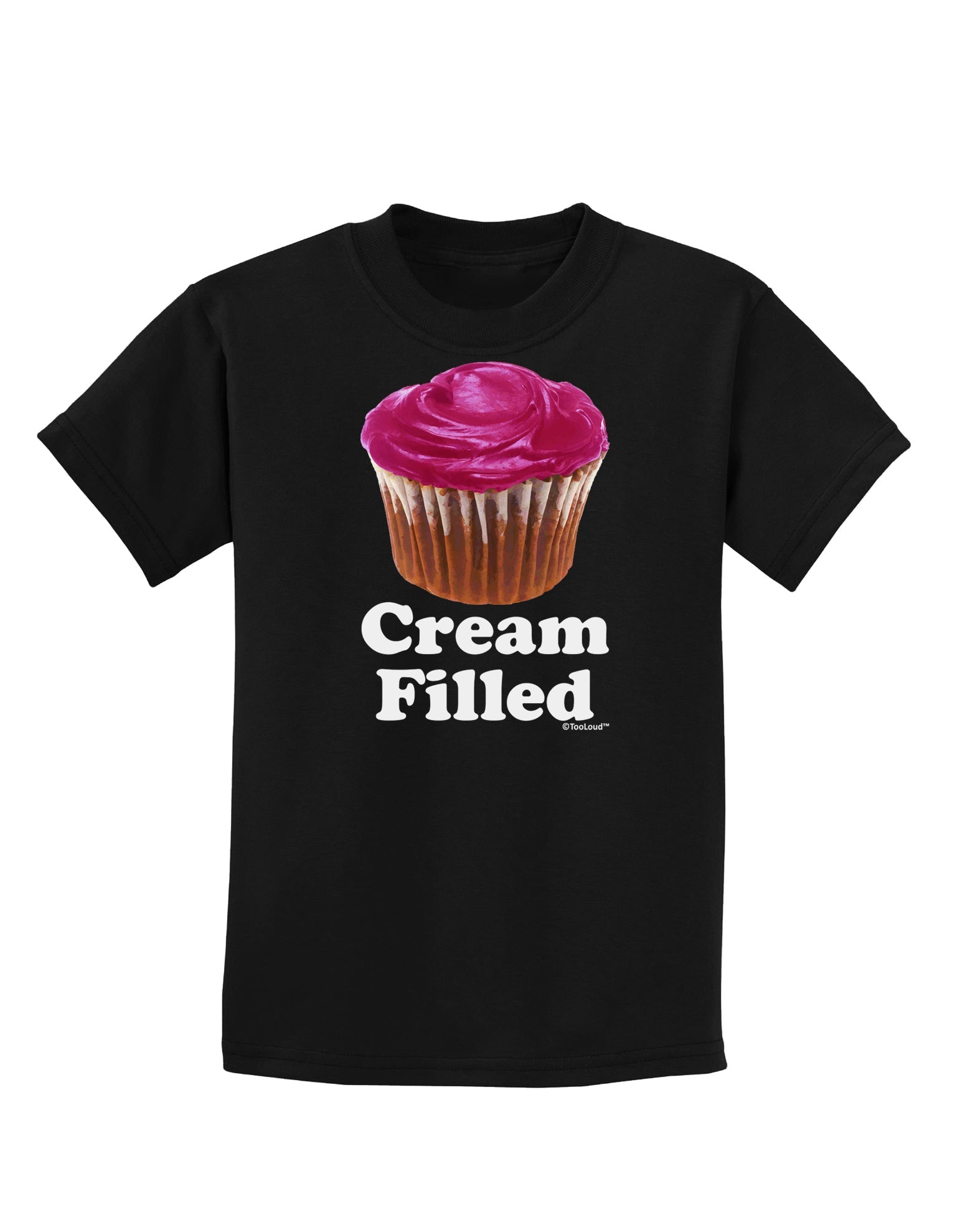 Cream Filled Pink Cupcake Design Childrens Dark T-Shirt by TooLoud-Childrens T-Shirt-TooLoud-Black-X-Small-Davson Sales