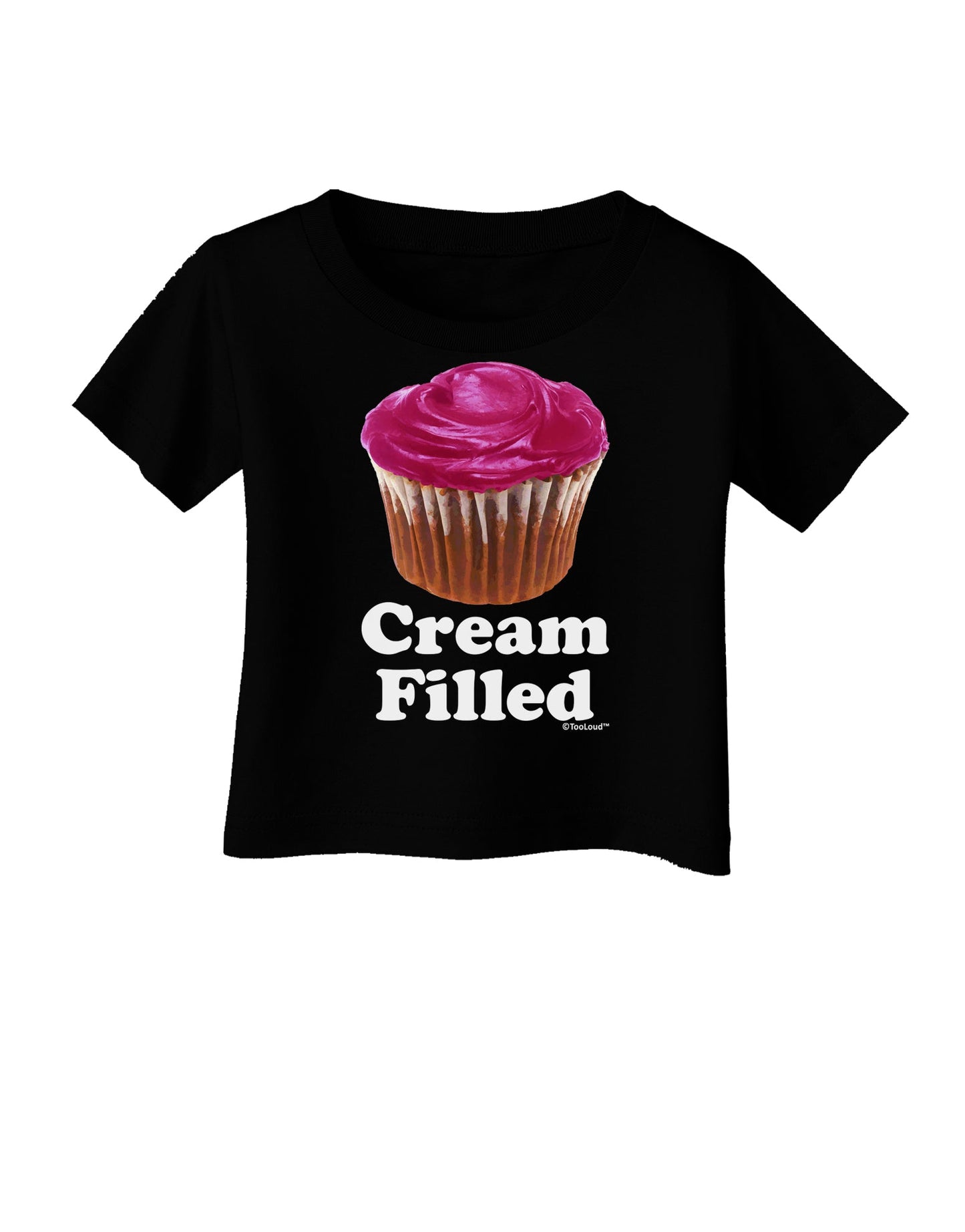 Cream Filled Pink Cupcake Design Infant T-Shirt Dark by TooLoud-Infant T-Shirt-TooLoud-Black-06-Months-Davson Sales
