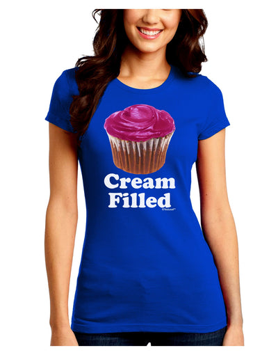 Cream Filled Pink Cupcake Design Juniors Crew Dark T-Shirt by TooLoud-T-Shirts Juniors Tops-TooLoud-Royal-Blue-Juniors Fitted Small-Davson Sales