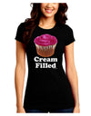 Cream Filled Pink Cupcake Design Juniors Crew Dark T-Shirt by TooLoud-T-Shirts Juniors Tops-TooLoud-Black-Juniors Fitted Small-Davson Sales