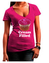 Cream Filled Pink Cupcake Design Juniors V-Neck Dark T-Shirt by TooLoud-Womens V-Neck T-Shirts-TooLoud-Hot-Pink-Juniors Fitted Small-Davson Sales