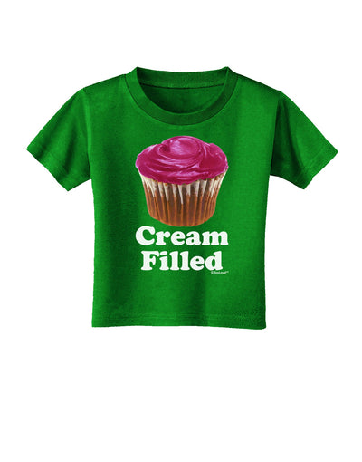 Cream Filled Pink Cupcake Design Toddler T-Shirt Dark by TooLoud-Toddler T-Shirt-TooLoud-Clover-Green-2T-Davson Sales