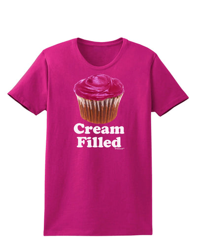 Cream Filled Pink Cupcake Design Womens Dark T-Shirt by TooLoud-Womens T-Shirt-TooLoud-Hot-Pink-Small-Davson Sales