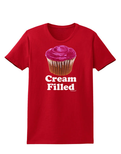 Cream Filled Pink Cupcake Design Womens Dark T-Shirt by TooLoud-Womens T-Shirt-TooLoud-Red-X-Small-Davson Sales