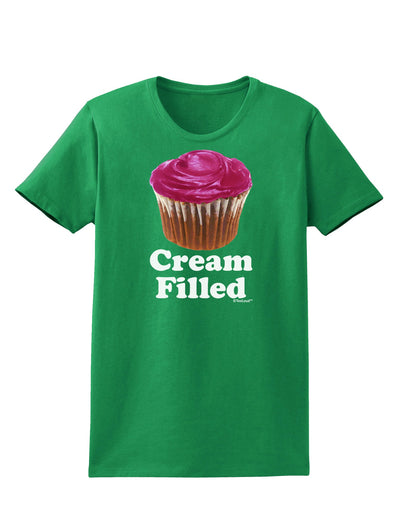 Cream Filled Pink Cupcake Design Womens Dark T-Shirt by TooLoud-Womens T-Shirt-TooLoud-Kelly-Green-X-Small-Davson Sales