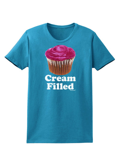 Cream Filled Pink Cupcake Design Womens Dark T-Shirt by TooLoud-Womens T-Shirt-TooLoud-Turquoise-X-Small-Davson Sales