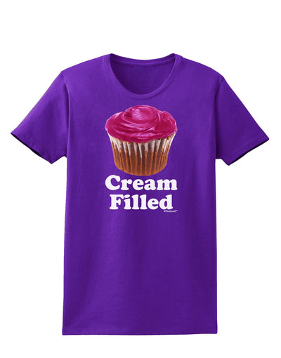 Cream Filled Pink Cupcake Design Womens Dark T-Shirt by TooLoud-Womens T-Shirt-TooLoud-Purple-X-Small-Davson Sales