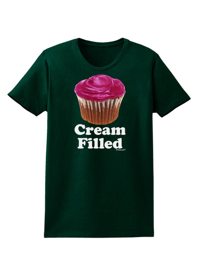 Cream Filled Pink Cupcake Design Womens Dark T-Shirt by TooLoud-Womens T-Shirt-TooLoud-Forest-Green-Small-Davson Sales