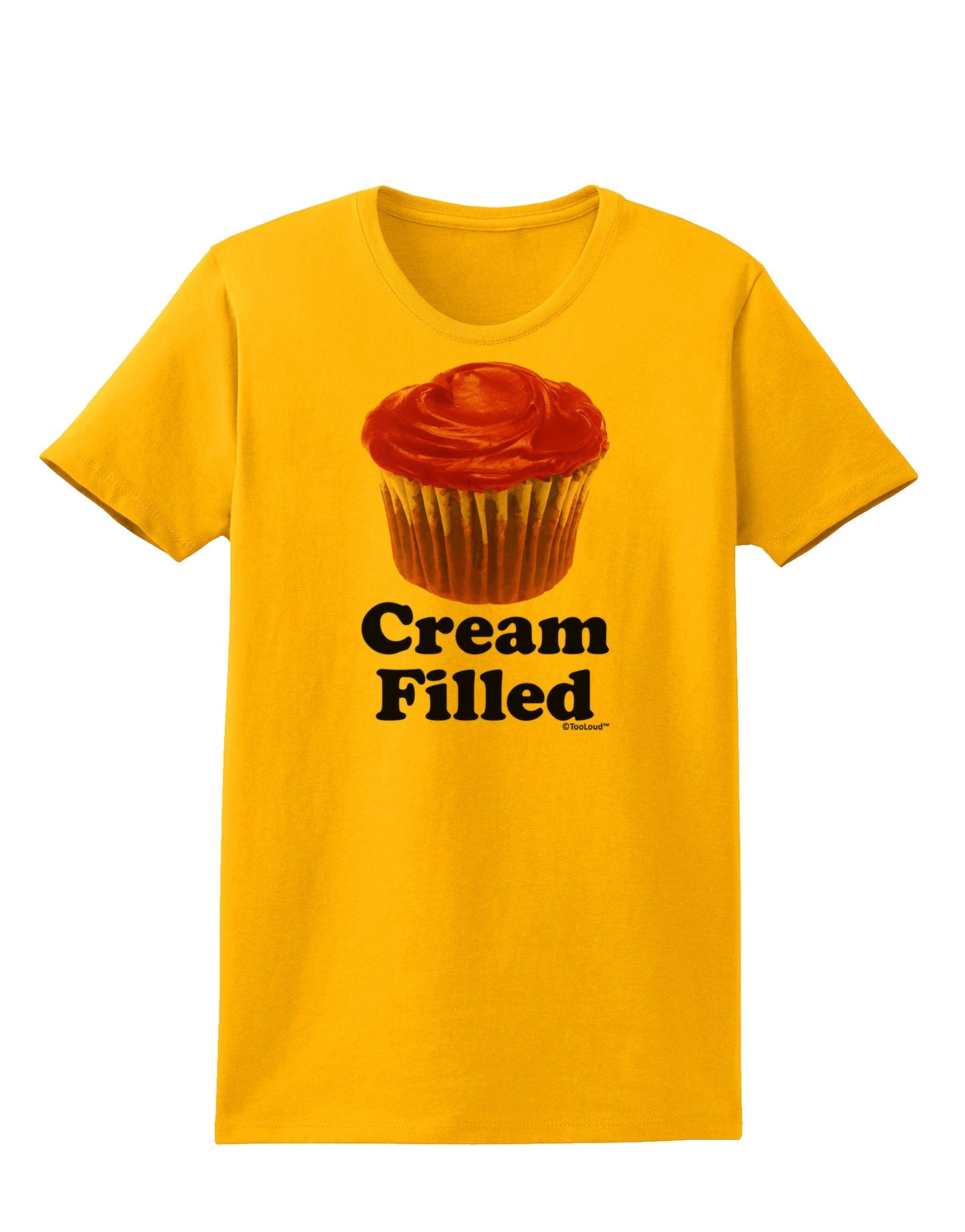 Cream Filled Pink Cupcake Design Womens T-Shirt by TooLoud-Womens T-Shirt-TooLoud-Gold-X-Small-Davson Sales