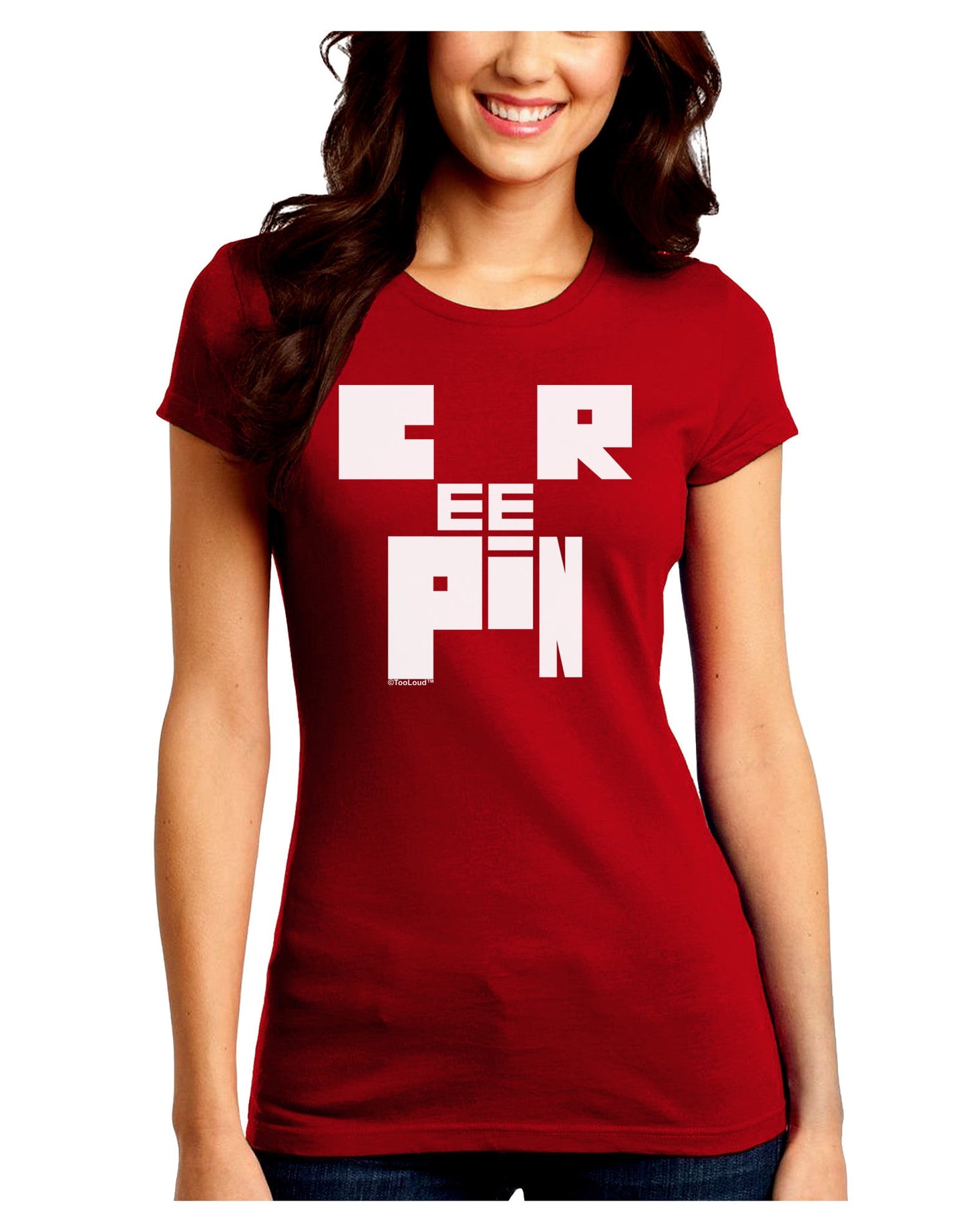 Creepin Juniors Petite Crew Dark T-Shirt-T-Shirts Juniors Tops-TooLoud-Red-Juniors Fitted Small-Davson Sales