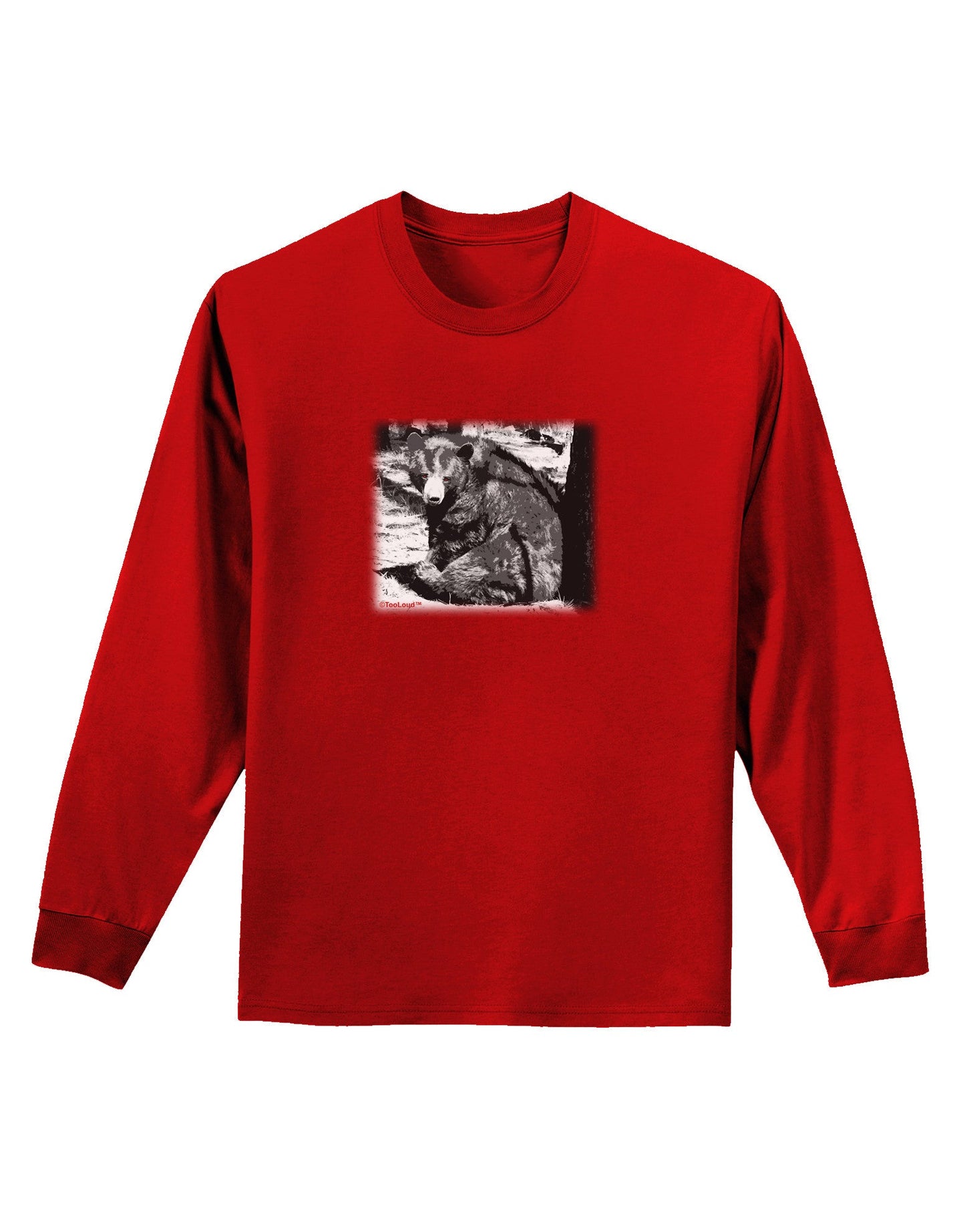 Creepy Black Bear Adult Long Sleeve Dark T-Shirt-TooLoud-Red-Small-Davson Sales