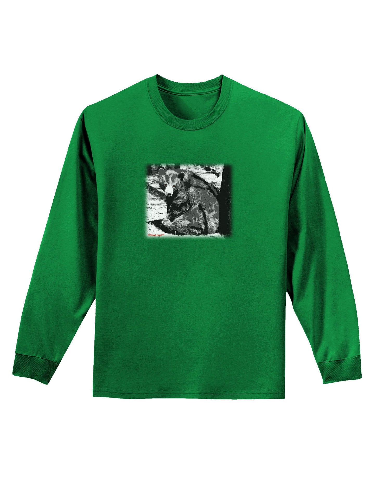Creepy Black Bear Adult Long Sleeve Dark T-Shirt-TooLoud-Kelly-Green-Small-Davson Sales