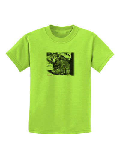 Creepy Black Bear Childrens T-Shirt-Childrens T-Shirt-TooLoud-Lime-Green-X-Small-Davson Sales