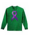 Crohn’s Disease Awareness Ribbon - Purple Adult Long Sleeve Dark T-Shirt-TooLoud-Kelly-Green-Small-Davson Sales