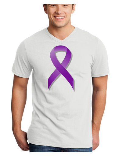 Crohn's Disease Awareness Ribbon - Purple Adult V-Neck T-shirt-Mens V-Neck T-Shirt-TooLoud-White-Small-Davson Sales