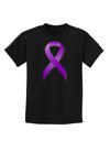 Crohn’s Disease Awareness Ribbon - Purple Childrens Dark T-Shirt-Childrens T-Shirt-TooLoud-Black-X-Small-Davson Sales