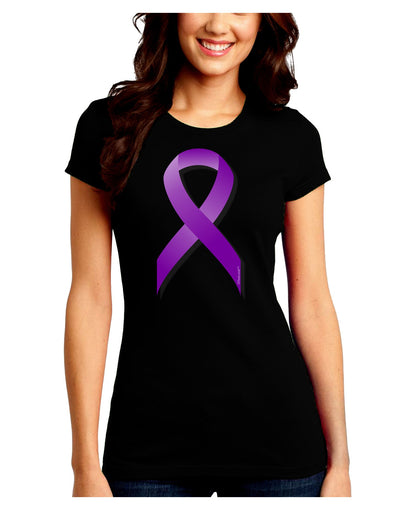 Crohn’s Disease Awareness Ribbon - Purple Juniors Crew Dark T-Shirt-T-Shirts Juniors Tops-TooLoud-Black-Juniors Fitted Small-Davson Sales