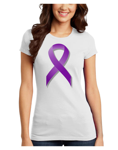 Crohn’s Disease Awareness Ribbon - Purple Juniors T-Shirt-Womens Juniors T-Shirt-TooLoud-White-Juniors Fitted X-Small-Davson Sales