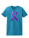 Crohn’s Disease Awareness Ribbon - Purple Womens Dark T-Shirt-TooLoud-Turquoise-X-Small-Davson Sales