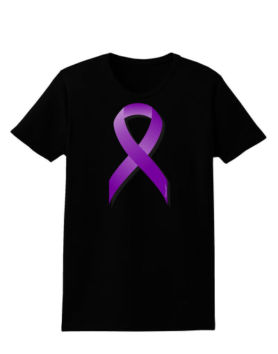 Crohn’s Disease Awareness Ribbon - Purple Womens Dark T-Shirt-TooLoud-Black-X-Small-Davson Sales