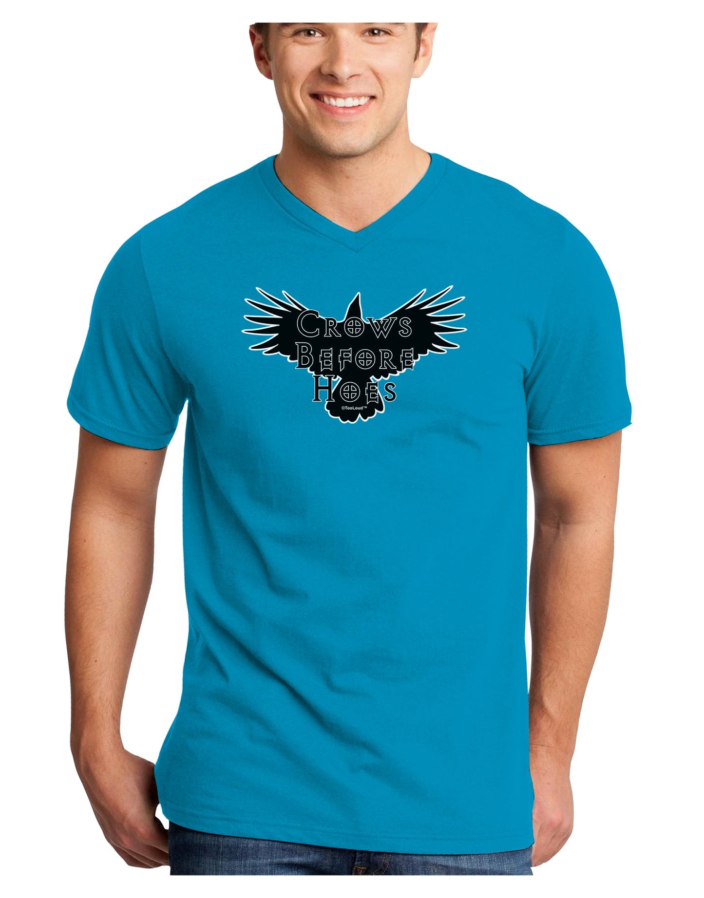 Crows Before Hoes Design Adult Dark V-Neck T-Shirt by TooLoud-Mens V-Neck T-Shirt-TooLoud-Turquoise-Small-Davson Sales