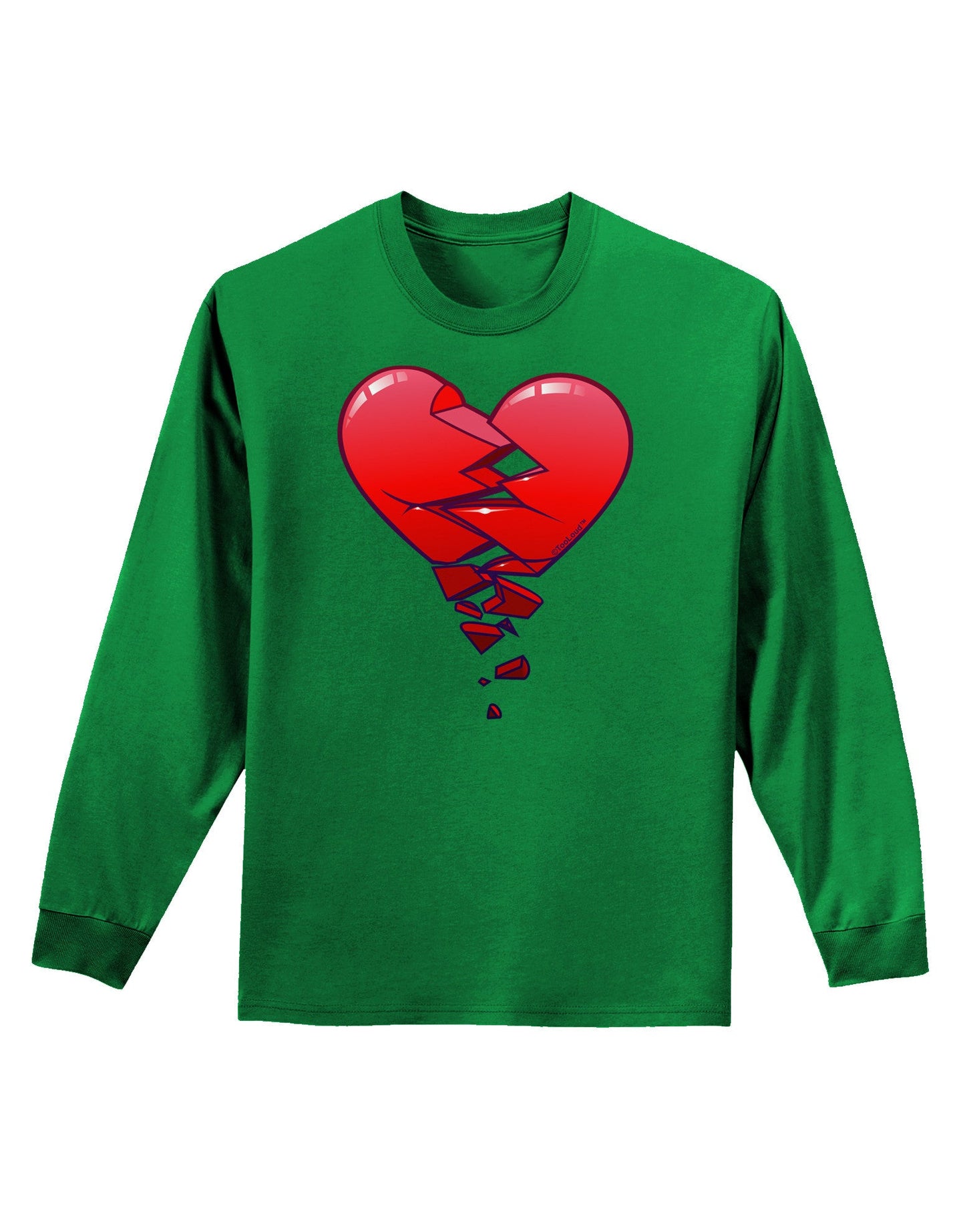 Crumbling Broken Heart Adult Long Sleeve Dark T-Shirt-TooLoud-Kelly-Green-Small-Davson Sales