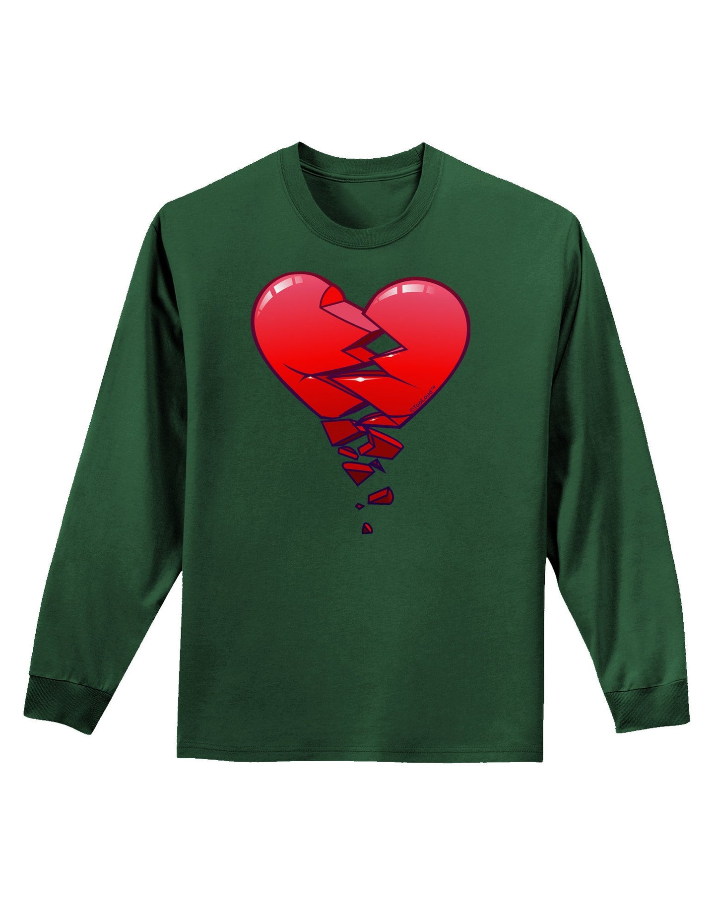 Crumbling Broken Heart Adult Long Sleeve Dark T-Shirt-TooLoud-Dark-Green-Small-Davson Sales