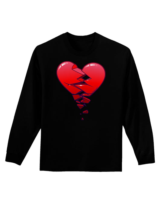 Crumbling Broken Heart Adult Long Sleeve Dark T-Shirt-TooLoud-Black-Small-Davson Sales